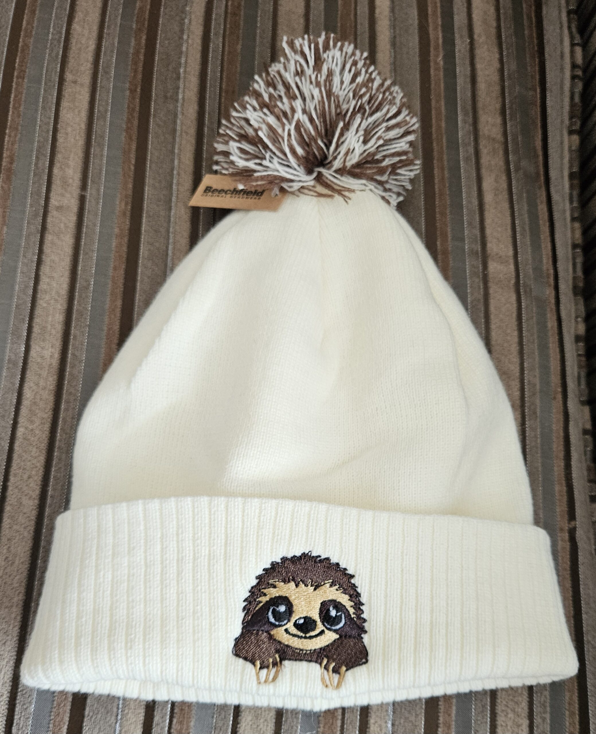 Cozy Knit Beanie Sloth Design